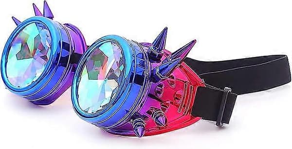 Kalejdoskop Steampunk Raveglasögon med Regnbågskristallglaslins