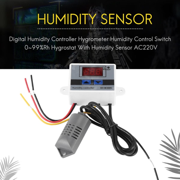 Digital fuktighetskontroller 220V hygrometer fuktighetskontrollbryter 0~99%RH hygrostat med fuktighetssensor