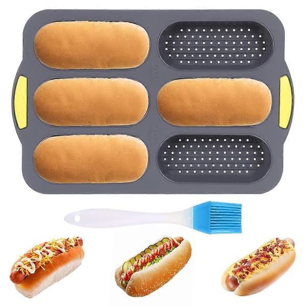Hotdogbrødsform med oliebørste, 6 riller franskbrødsbageform