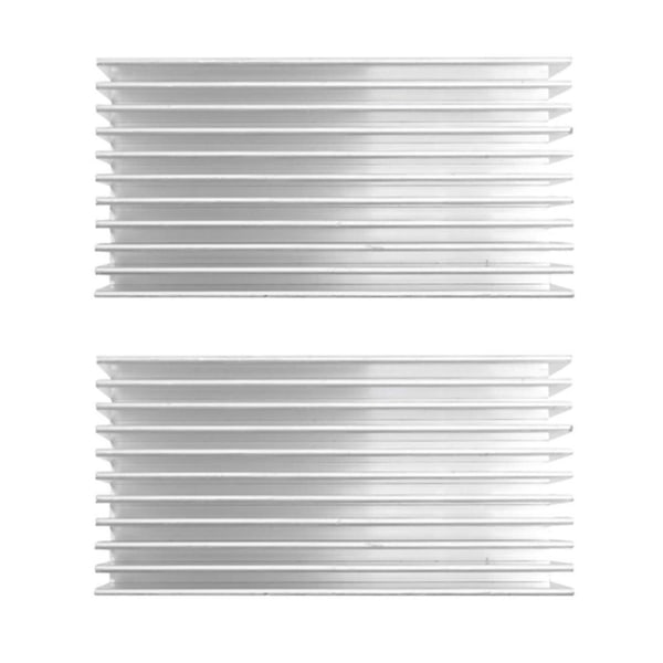 2x Silver Tone Aluminium Kylare Kylfläns 100x50x30mm