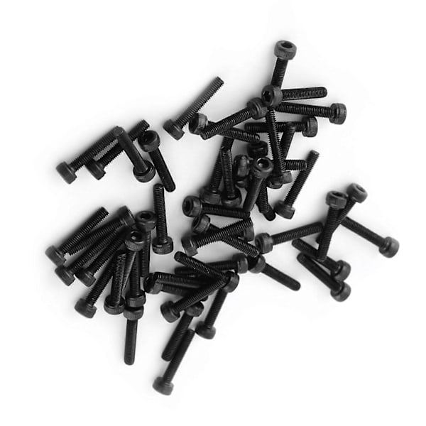 M3 Svart sekskant skrue bolt sett (M3*16mm, fullt gjenget, 50 stk) YEMAA