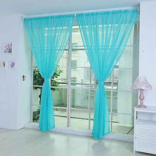 1 stk. ensfarget tyll dørvindu gardin draperi panel transparent skjerf kapper