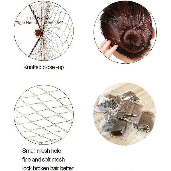 30 stk. hårnett for Lmell dameknute med eske. Usynlige hårnett elastisk kant mesh
