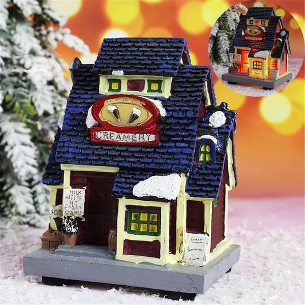 Julelys Resin Miniature Hus Møbler LED Hus Dekorer Kreativ