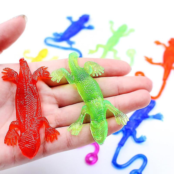 Sticky Lizard Animals -lelu, sisäänvedettävä viskoosi lisko lasten hauska vempaimet gag-lelu, uusi saapuva uutuus, satunnainen väri 20 kpl
