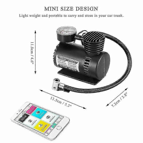 300psi 12V Mini Elektrisk Bil Luftpump Luftkompressor Bärbar Däckpump För Bil Cykel Ny