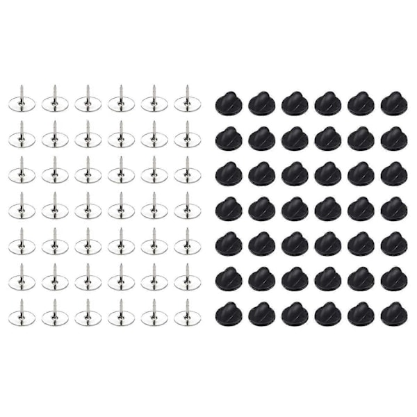 50 Set Fjäril Koppling Baksidor Nål Slipsnålar Tomma Nålar - PVC Gummi Nål Baksidor