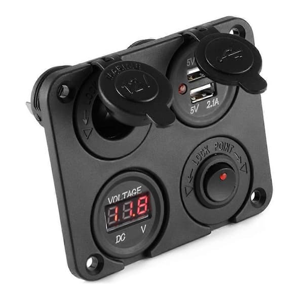 DC 12V-24V Bilbådstikkontakt Dobbelt USB-lader Voltmeter Switch Panel til Køretøj Bil Båd Motorhjem