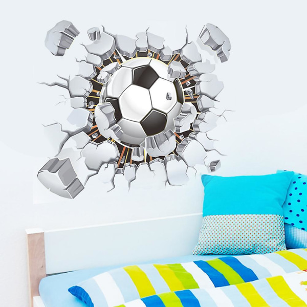 3d fodbold vægklistermærke, børneværelse breakout wall sticker, drenge, 40x50 cm, farverig fodbold wall sticker, soveværelse dekoration gave (10 stk)