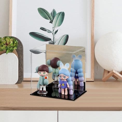 Mångsidig akrylmonter för samlarobjekt, actionfigurer, leksaker, svart, 20 x 15 x 20 cm