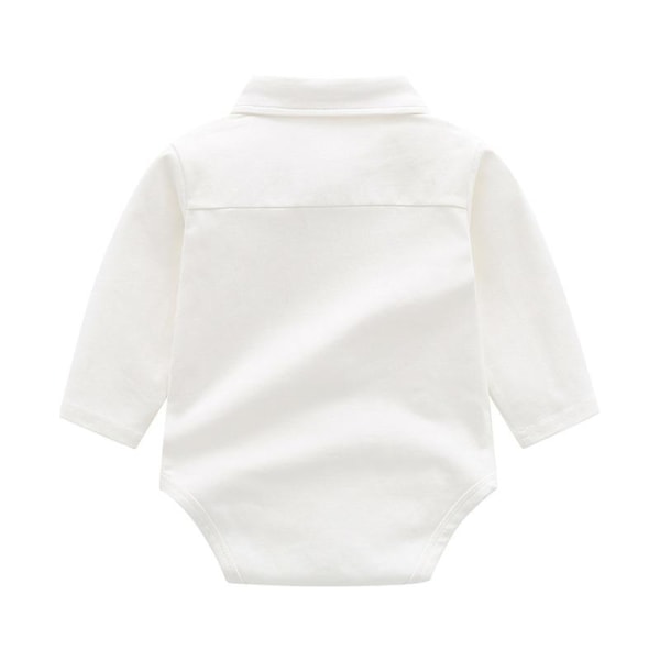 Baby Långärmad herr liten klänning Romper Baby 100-dagars bankett Ettåriga Romper Newborn Kläder (1st, vit)