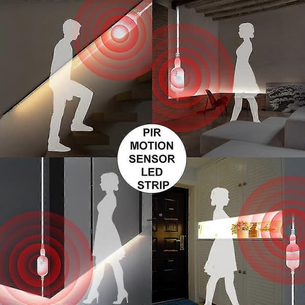 Pir Rörelsesensor Lampa Inomhus, Rörelsesensor Ljusremsa Flexibel Tejp Usb Driven Dimbar För Garderob Trappa