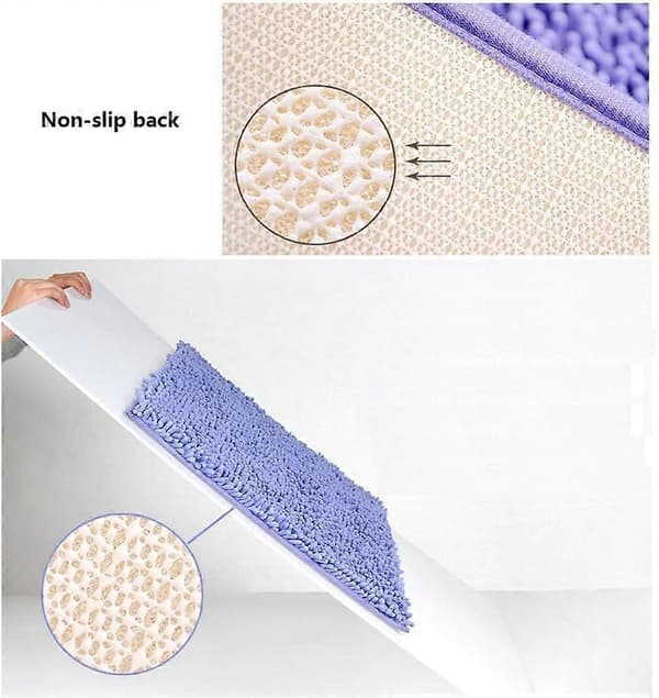 Badeværelsestæpper, Chenille skridsikker bademåtte super absorberende badeværelsesgulv