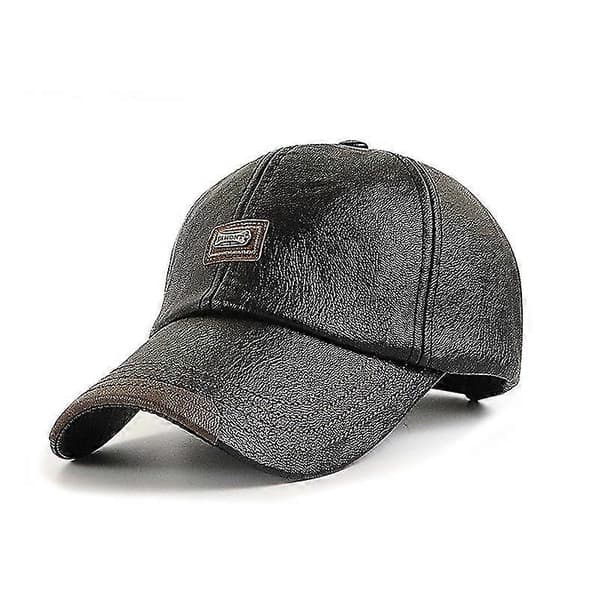 Baseballcaps Casual Motehatt Høst Og Vinter Pluss Fløyel Caps Lær Baseballcaps For Menn