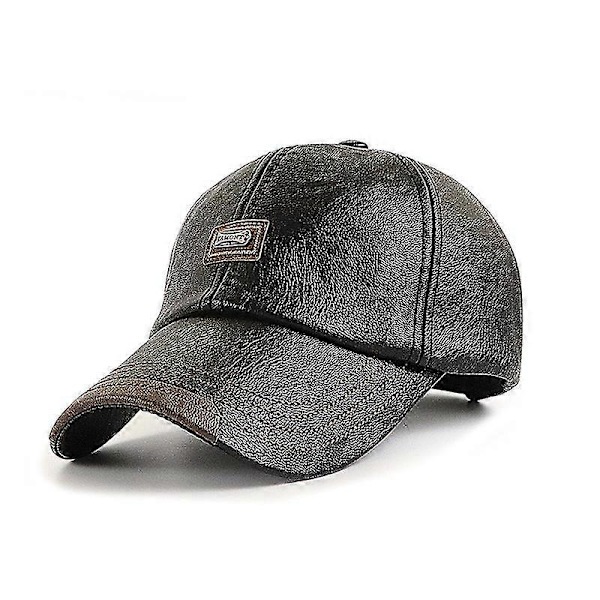 Basebollkeps Casual Modehatt Höst & Vinter Plus Sammet Keps Läder Basebollkeps För Män