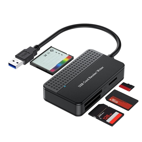 Kortsläsare 4-i-1, TF SD MS Kortläsare Multikort Adapter Extern för Dator Kamera USB C & USB 3.0