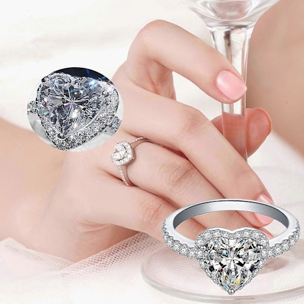 Udsøgt Hjerte Ud Ring Dame Forlovelse Bryllup Smykker Tilbehør Gave