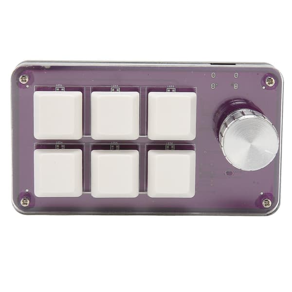 Programmerbar knappsats Typ C 6 Tangenter 1 Vred Blå Switch Mekanisk Minnesfunktion Mini Knappsats för Spel Kontor Media