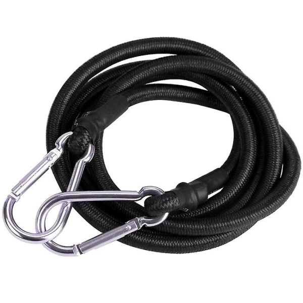 Strikksnor med karabinkrok, premium lateks kraftig stropp Sterk elastisk ledning (2-pakning - svart)