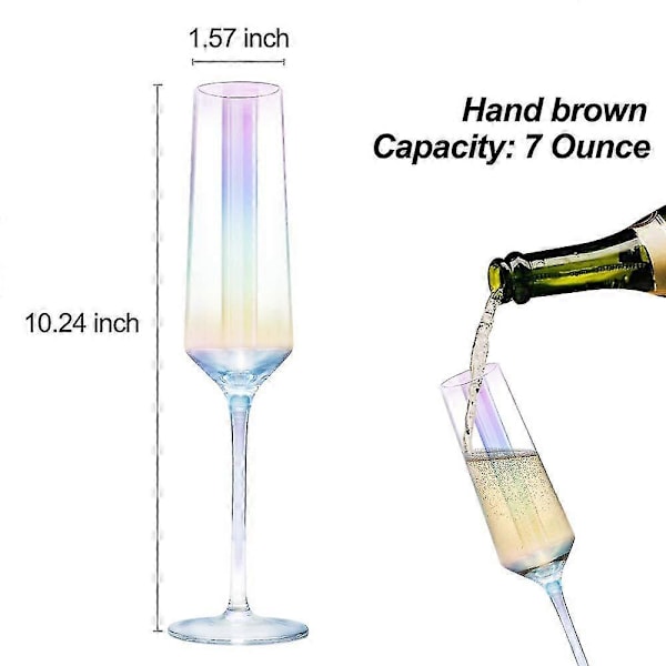 Kristall Champagneglas Set om 2 Iridescent Champagneglas Bröllop Jul Alla Hjärtans Dag Skål