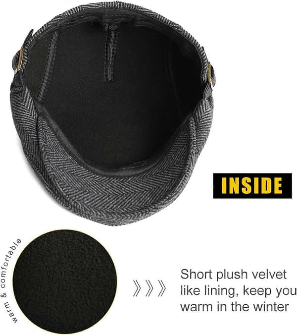 Herr Flat Caps Basker Tweed Klassisk Tweed Keps Grey Herringbone