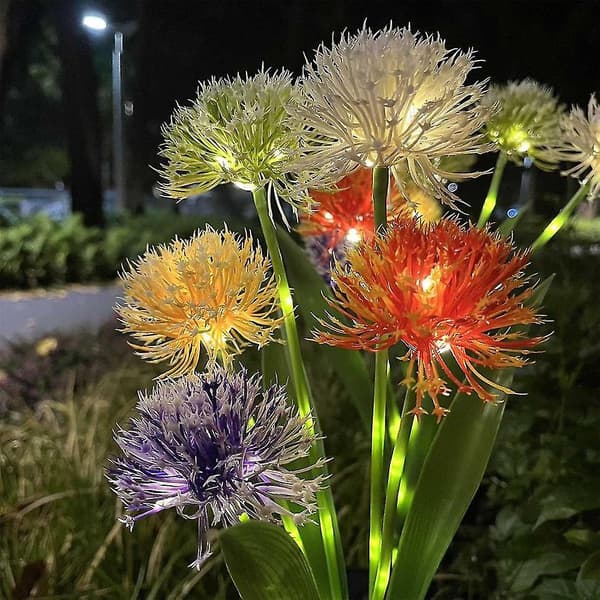 Dekorative solcellelamper for utendørs bruk, 2 pakker med 5-i-1 solcelleblomster for hage- og gårdsplassdekor