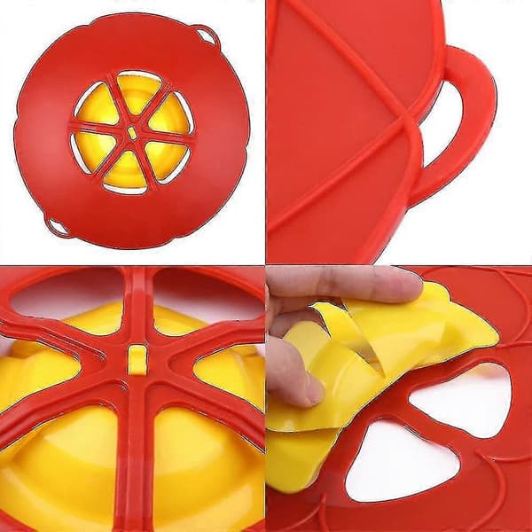 28 cm Silikon Anti-överflödeslock, grytlock Silikon Spill Stopp Lock Red
