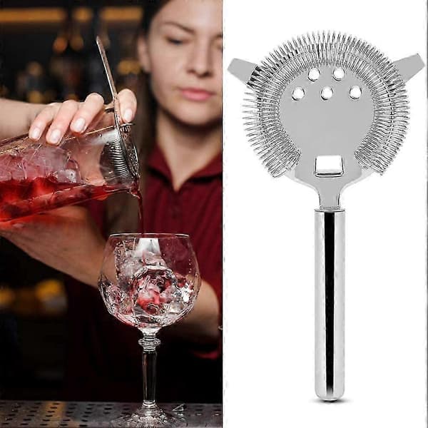 Cocktail Sil i rustfritt stål, profesjonell 2-tanns bar sil sølv