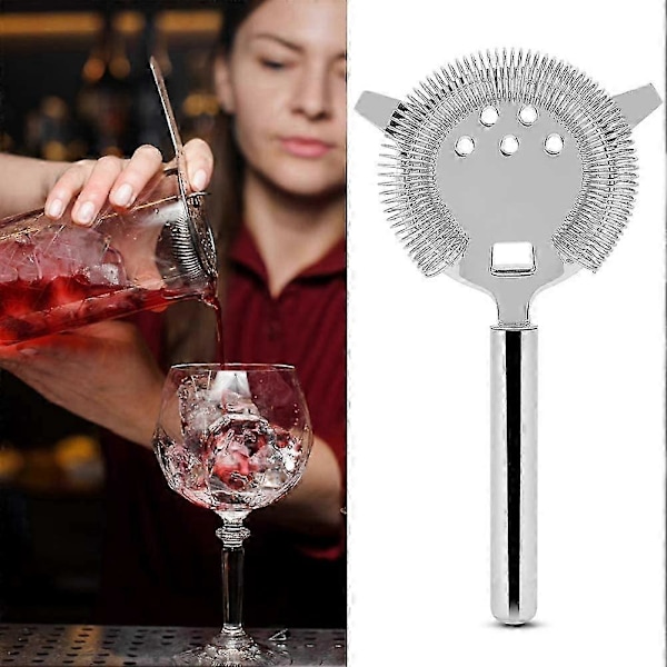 Cocktail Strainer i rustfrit stål, Professionel 2-benet bar strainer sølv