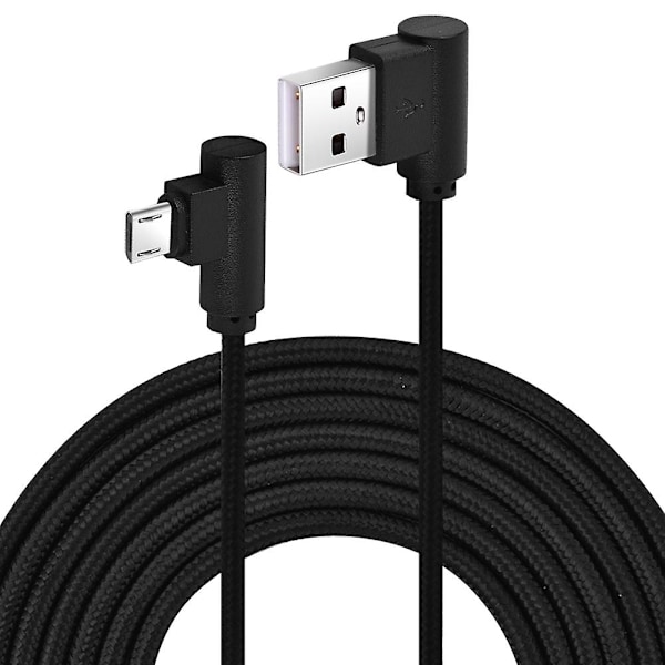 Nylonflettet 3 meter 90° Vinkel USB Lade- og Synkroniseringskabel for Android - Svart
