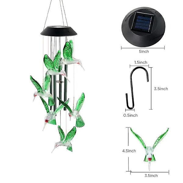 Hummingbird-aurinkoenergialla toimiva tuulipeli ulkokäyttöön, äidille, syntymäpäivälahja naisille, isoäidille, tyttärelle, tätille, ystävälle, vaimolle ja sisarelle. Puutarha-lahja, muistolaahja