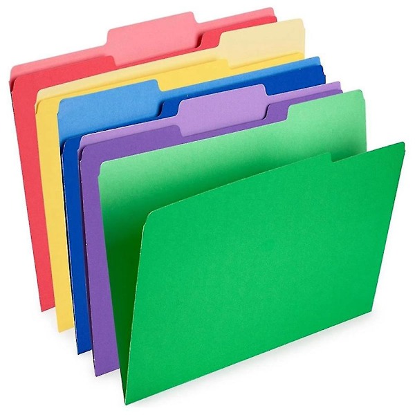 Färgade Arkivmappar - Färgade Mappar - Färgade Arkivmappar Brevstorlek - (30-pack, 8,5 x 11 tum, 1/3 Skurna Flikar, 5 Färger)