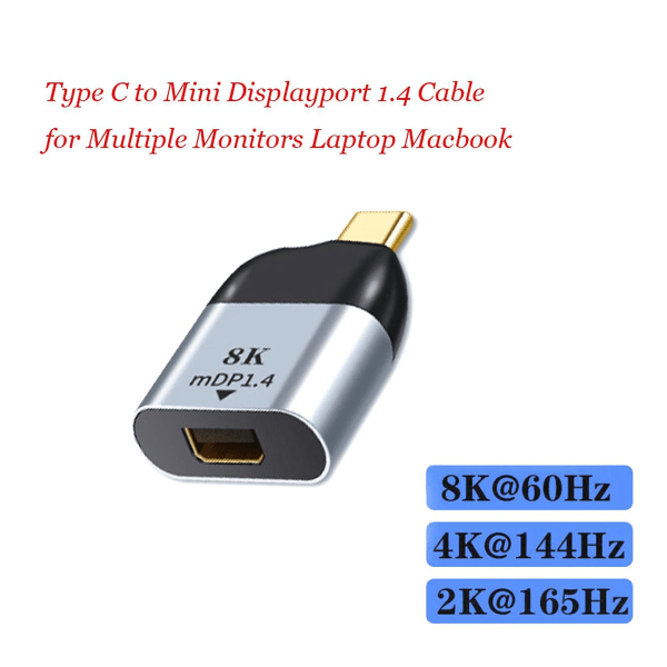 2x Typ-C till Mini DP-adapter USB-C till Mini Display Port-konverter 3 8k 4k 60hz MDP för iPad Pro 202