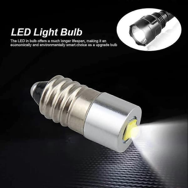 E10 Korvaava Tehokas LED-taskulamppu Polttimo 6-24v, 3w 200lm, 2 kpl (e10 Lämmin Valkoinen)