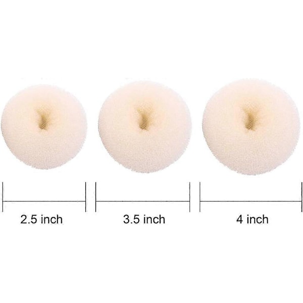 3 Stk. Donut Hår Opsætningsværktøj Chignon Maker (1 Stor, 1 Medium, 1 Lille)