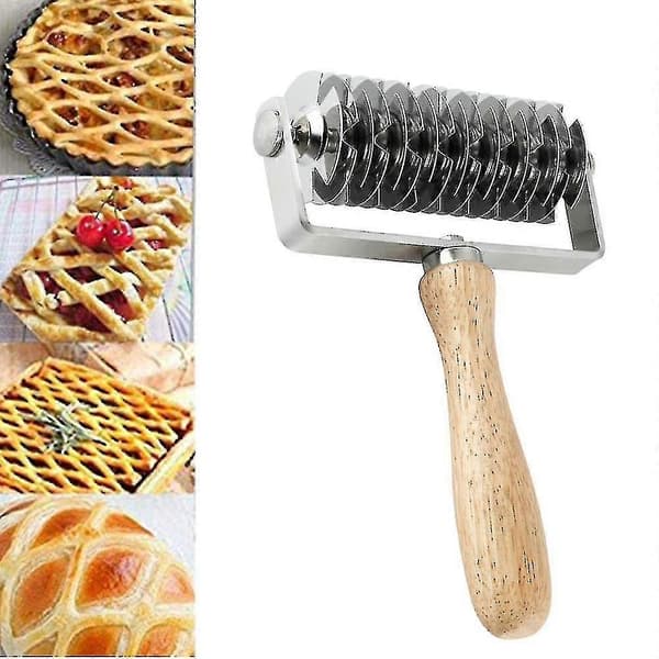 Rustfritt stål deig gittertopp cookie pai pizza brød bakverk skorpe rullekutter