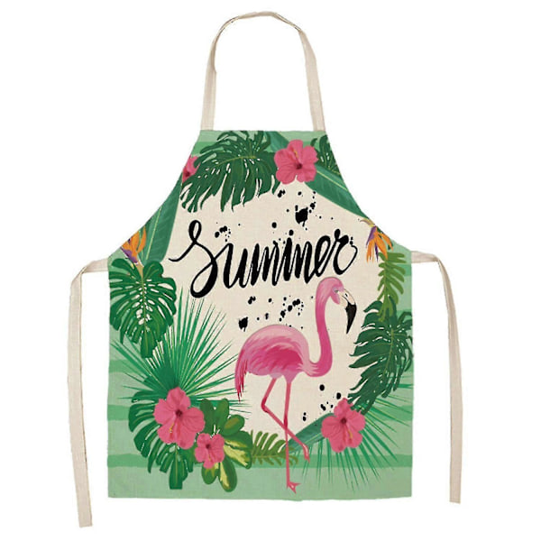 Halterneck Förkläde Snörning Ärmlös Smutsavvisande Tropiskt Löv Flamingo Förkläde för Kök