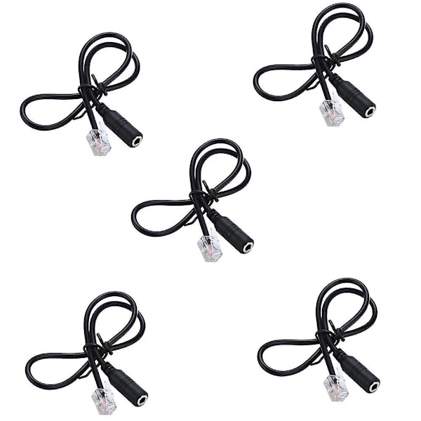 5 stk. telefonadapter Rj9 til 3,5 hunadapter konverterkabel pc computer headset telefon