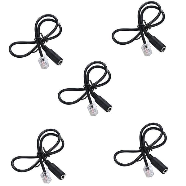 5 stk telefonadapter Rj9 til 3,5 hunnadapter konverterkabel PC datamaskin headset telefon