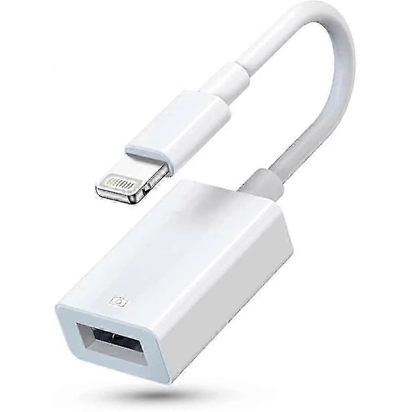 Lightning till USB-kameraadapter, USB 3.0 OTG datasynkroniseringskabeladapter kompatibel med iPhone/iPad, USB hona stöder anslutning av kortläsare, USB-minne, tangentbord