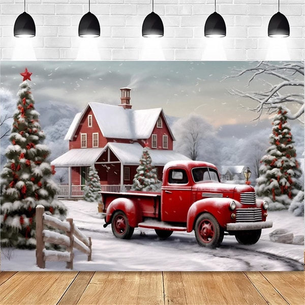 Joulun taustalla Kangasjuhlat Uusi vuosi Vintage Red Truck Children Photo Studio Photography Backg