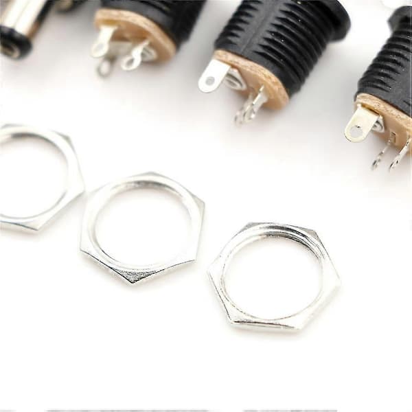 10 stk. 5,5 mm x 2,1 mm Han DC Strømstik Konnektor Skruelås Hun Panel Socket SHYTMV