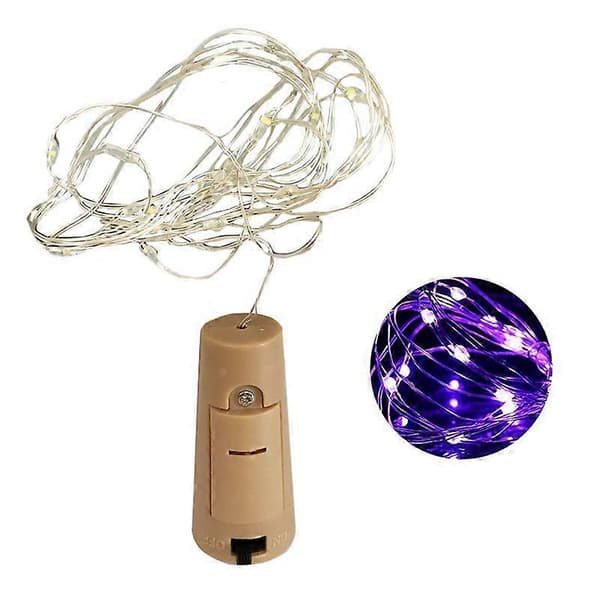 Flasklampor Fairy String Korkformade LED Bröllop Juldekoration 2M LED Purple