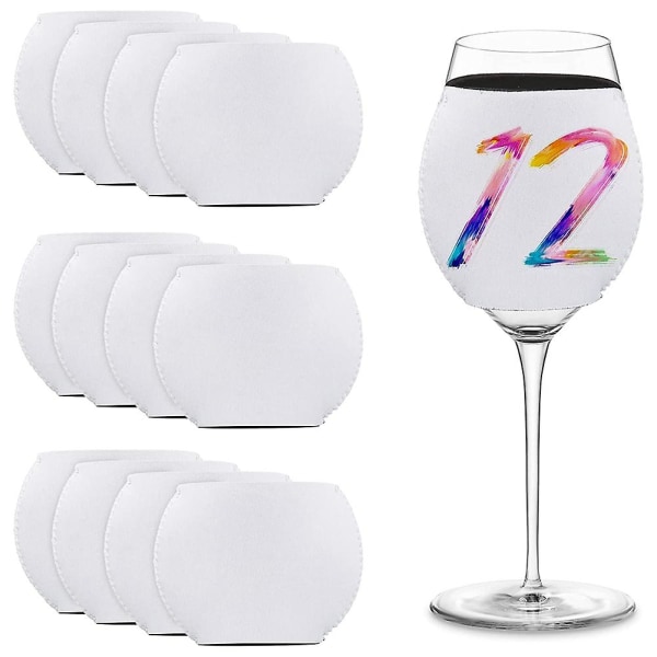 12 stk Sublimeringsblanker Vin Glas Ærme Neopren Vin Glas Isolator Dæksel Til Glas Sublimering