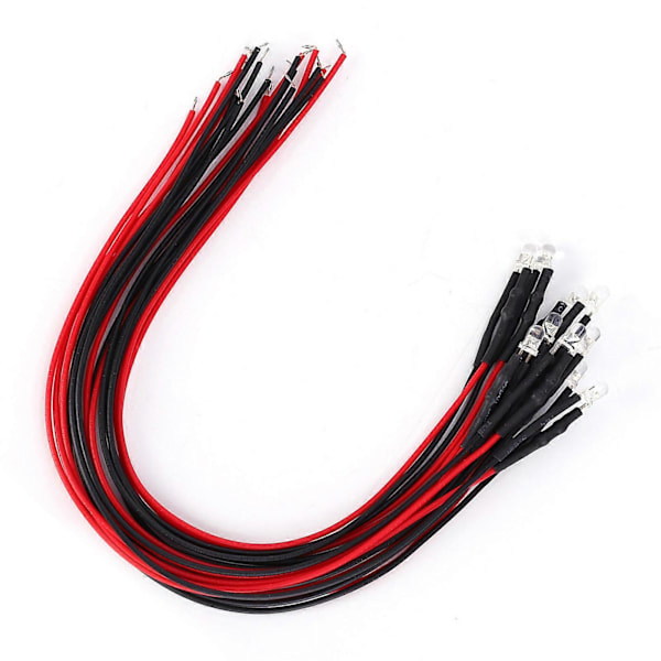 50 stk. Diode Koblet Lysende Rundt Hode Fremhev Rett Plugg LED Perler 12V 3mm YEMAA