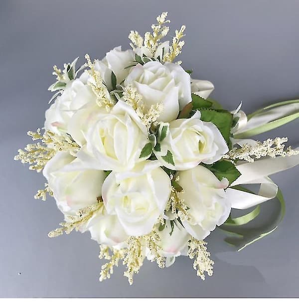 Bouquets Off-white, Håndlavet Bryllup, Kunstig Blomst Til Brud