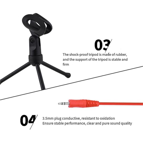 -666 Professionel 3,5 mm Mikrofon Ledning Home Aux Audio Stereo Desktop Tripod Mic Sæt Til Pc Telefon