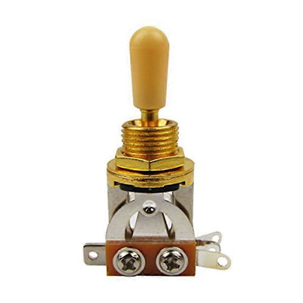 Metrisk 3-vägs Kort Rak Gitarr Toggle Switch Pickup Selector För Elgitarr, Guld & beige (2-pack)