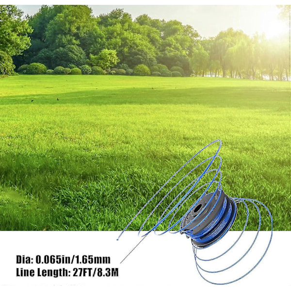 Linespole til kanttrimmer, 1,65 mm Dia Dobbelt Line 8,3 m Lang Greenworks Trimmerspole Have Græstrimmer Line Til 40v Plænetrimmere G40lt G40ltk2 G40