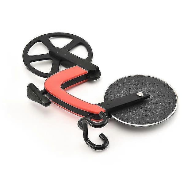 Rød Non-stick Pizza Cutter i Rustfrit Stål Cykel Pizza Cutter Ideel Dekoration Og Gave